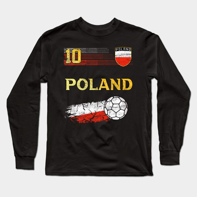 Poland Soccer Jersey Polish Flag Football Lovers Long Sleeve T-Shirt by TeeBlade